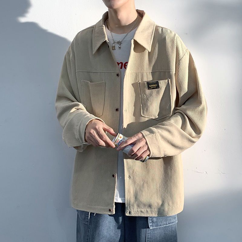 Corduroy long sleeved shirt mens spring and autumn new handsome shirt jacket trendy brand casual clothes