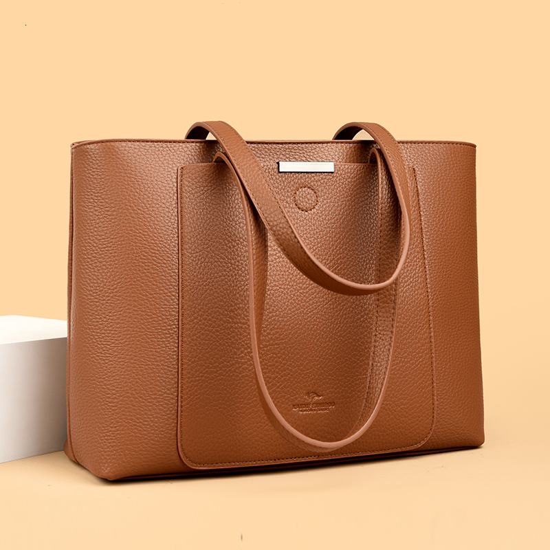 New High Quality Fashion Soft Leather Women's Bucket Bag Trendy Women Handbag Large Capacity Female Shopping Bags Wallet