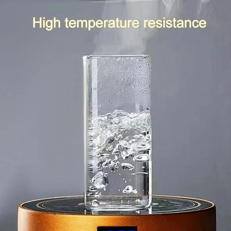 1Pcs Square Heat Resistant Coffee Glass Cup With Lid and Straw Transparent Milk Tea Juice Cups Mug For Home Bar Drinkware 241226