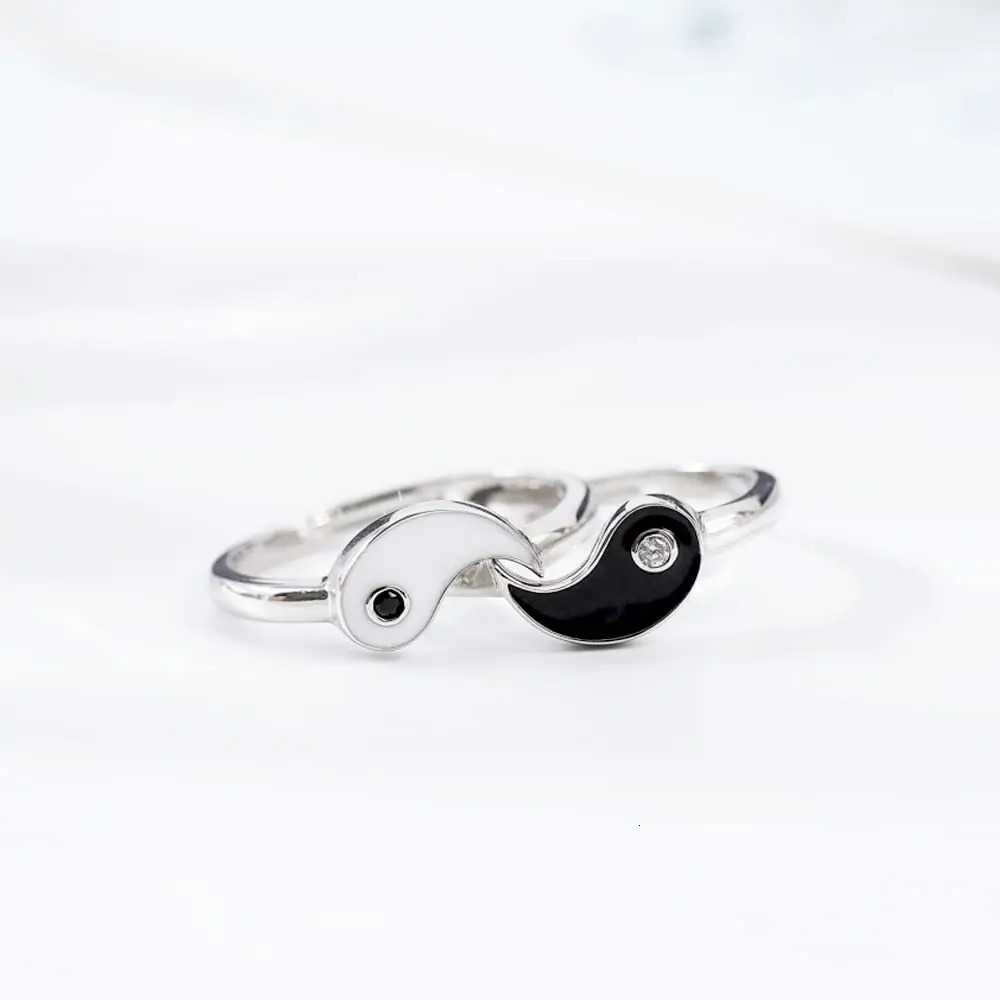 Creative Tai Chi Diagram of Yin Yang Open Rings for Couples Gift Pair Rings 250103