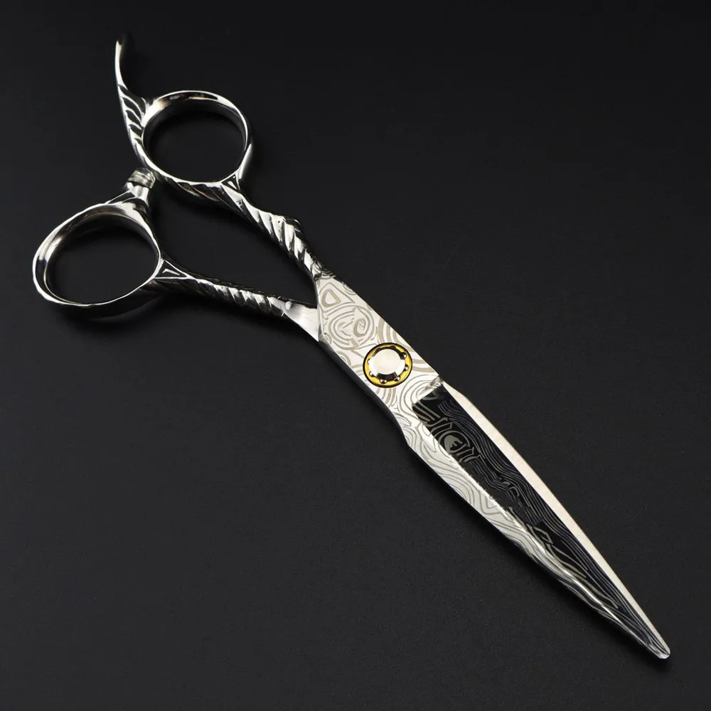 Professional 6 Left handed scissor Damascus Bearing hair scissors haircut thinning barber cutting shears hairdresser scissors 250106 S2563