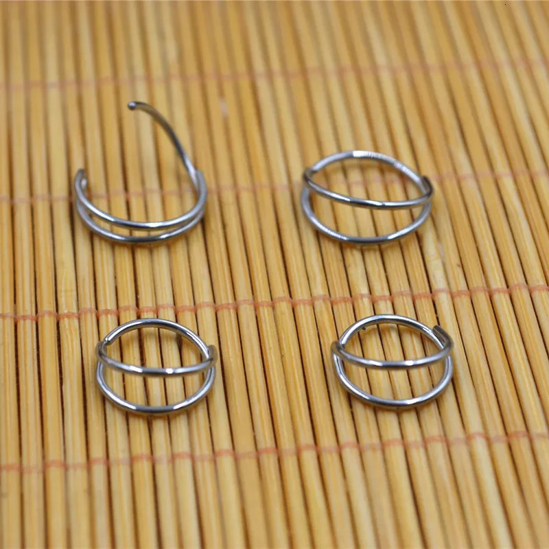 50pcs/Lot Steel Two Rings Open Bend Seamless Smoothly Septum Hoop Nose Ring Earring Body Nose Lip Piercing 20G 250103