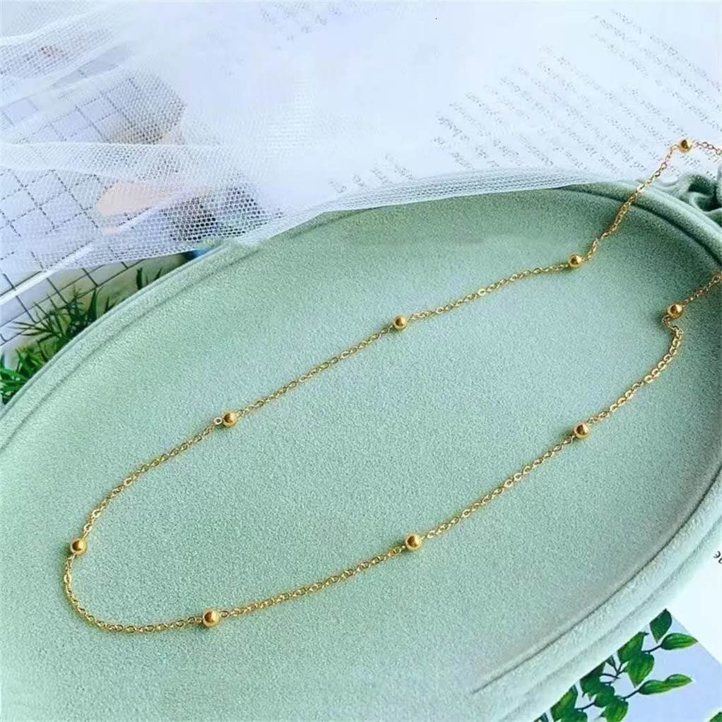 LABB Real 18K Gold Golden Ball Starry Sky Necklace AU750 Womens Fashion Necklace Boutique Jewelry Gift X0036 250106