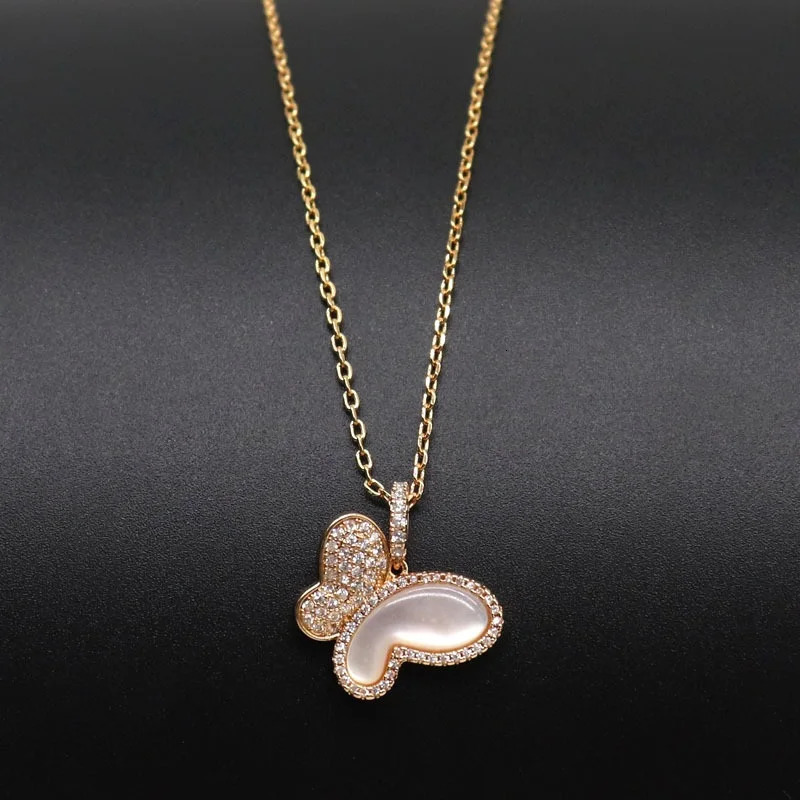 Shiny Butterfly Necklace Exquisite Clavicle Chain For Women Girl Light Ladies Party Neckchain Bracelet Ring Jewelry Set 250102