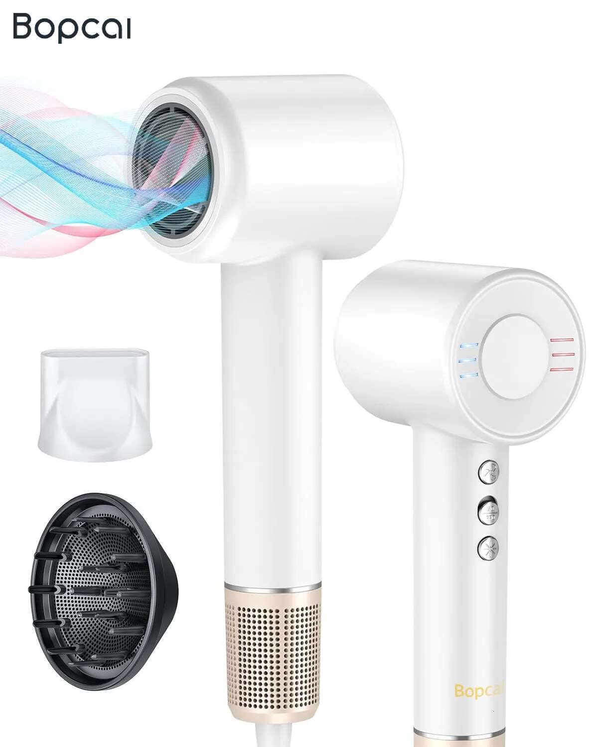 Bopcal Electric Hair 120000RPM Negative Ions Professional Blow Dryer 1500W Super Powerful Wind Lownoise Salon HairDryer