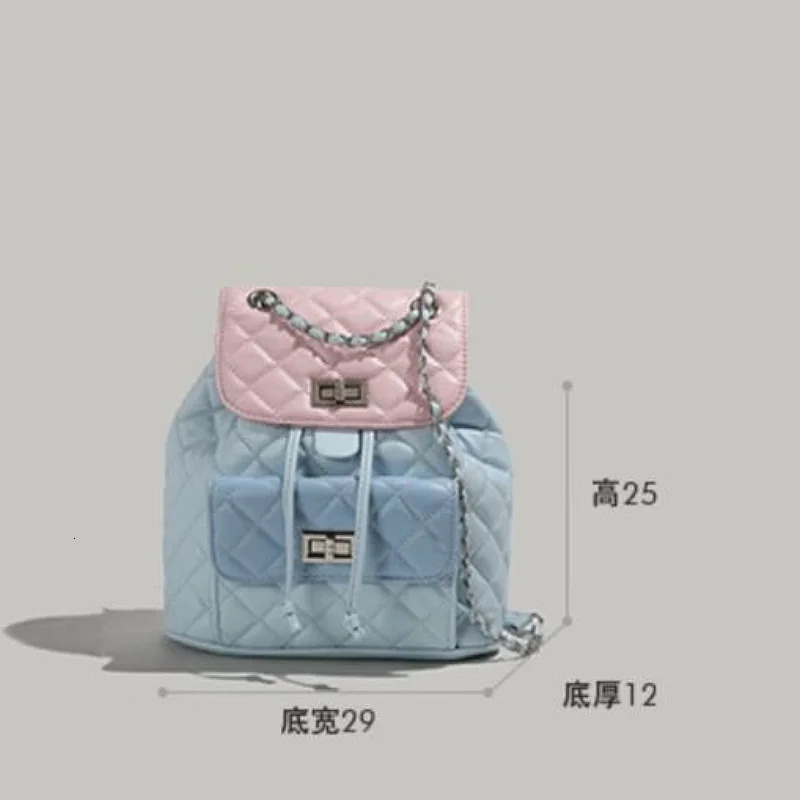 Advanced Sense Student Fashion Small Backpackk Lingge Chain Bags Lady Backpack Leisure Backpacks Trend Travel Bag 250102