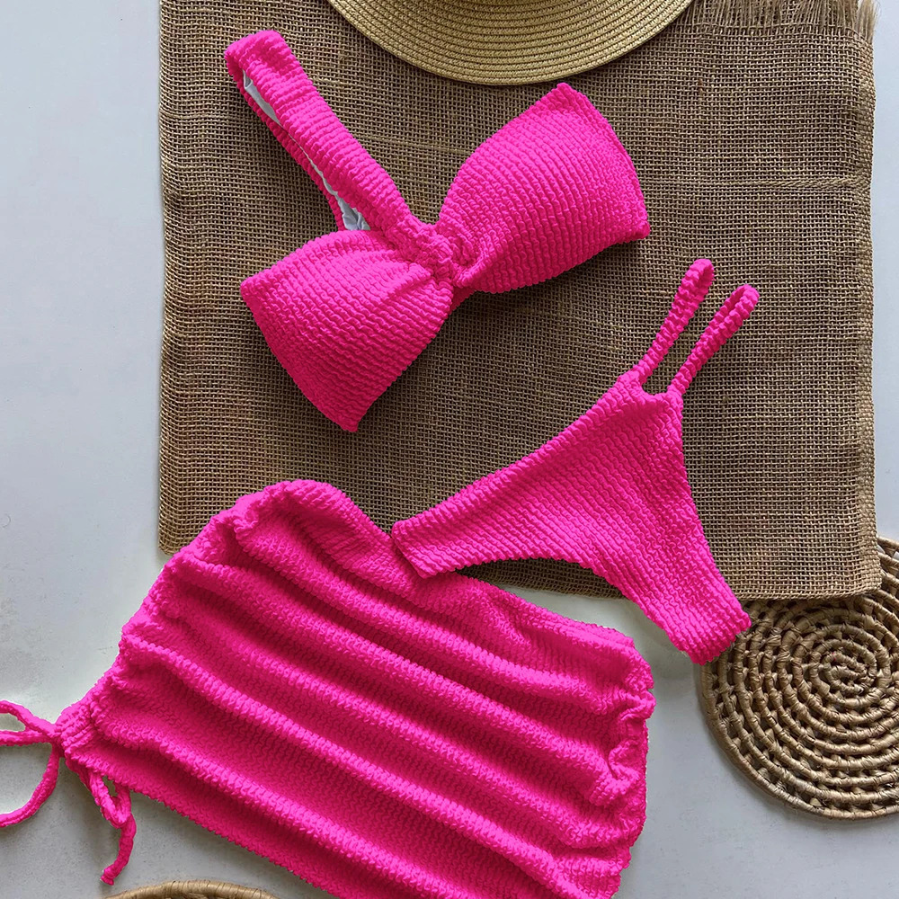 Sexy 3pieces Micro Bikini 2024 Women Swimsuit Female Swimwear Thong Bikinis Set Brazilian Beach Wear Bathing Suit Biquini 250106