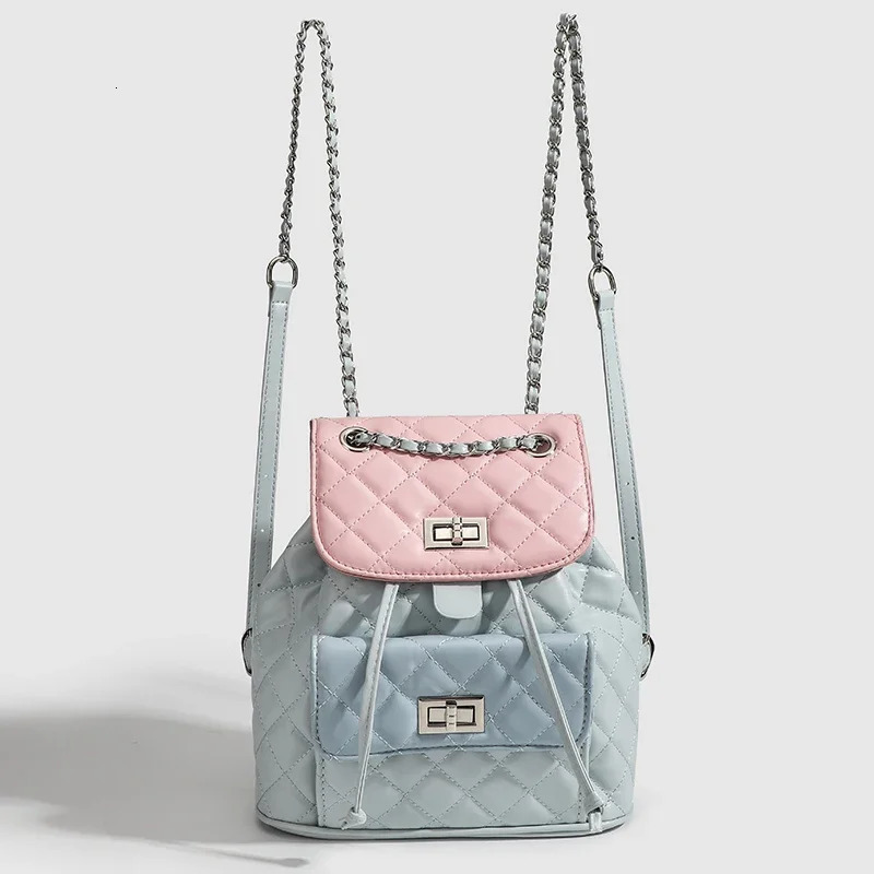 Foreign style small fragrant wind womens bag niche contrasting color backpack womens high-end chain women hand bag 250102