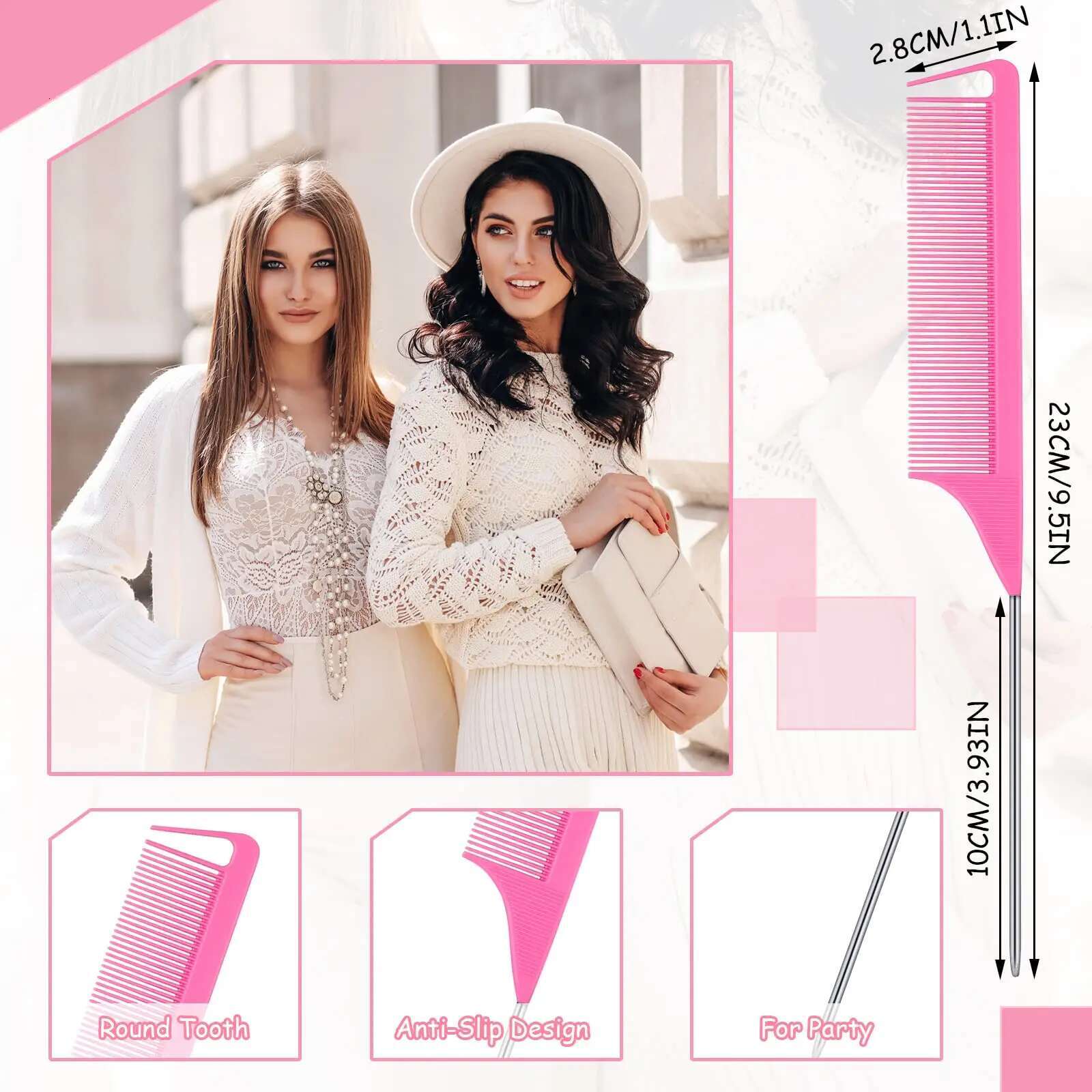 90Pieces Styg Set Including Teasing Hair Sturdy Rat Tail Comb 30Pcs Edge Brush Bristle