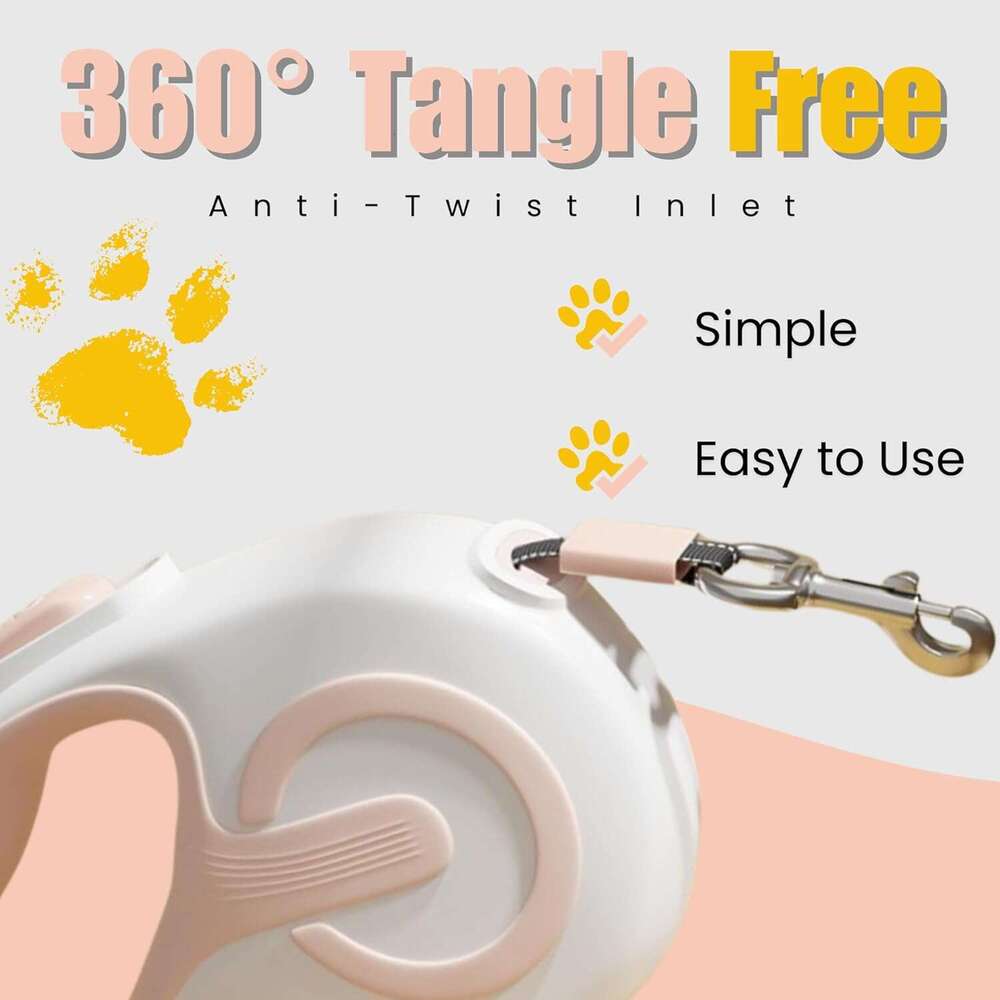 DHpet 360° Tangle-Free Retractable Dog Leash Walking Leash with One-Handed Brake Pause Lock Suitable for Small and Medium-Sized Dogs