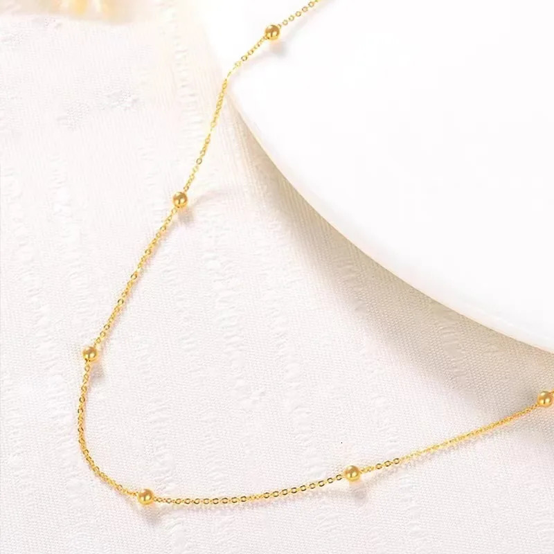 LABB Real 18K Gold Golden Ball Starry Sky Necklace AU750 Womens Fashion Necklace Boutique Jewelry Gift X0036 250106