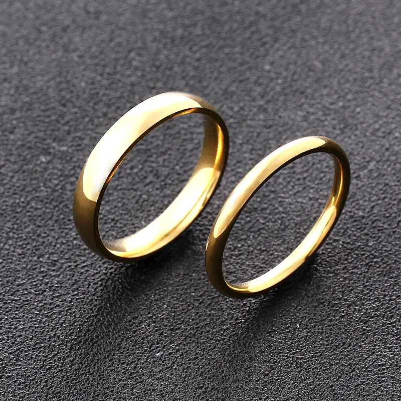 High quality steel plated 18K gold ring couple ring Europe and the United States men and women 2mm4mm6mm8mm simple ring 250103