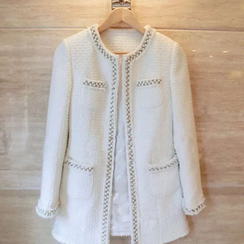 New Women In The Spring And Autumn Winter Coat New Tweed Han Edition Small Wind Socialite Long Little White Lady