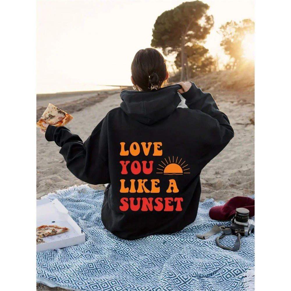 2025 New Fashion Women's Velvet With Letter Pattern Printed Kangaroo Pocket Drawstring Hoodie