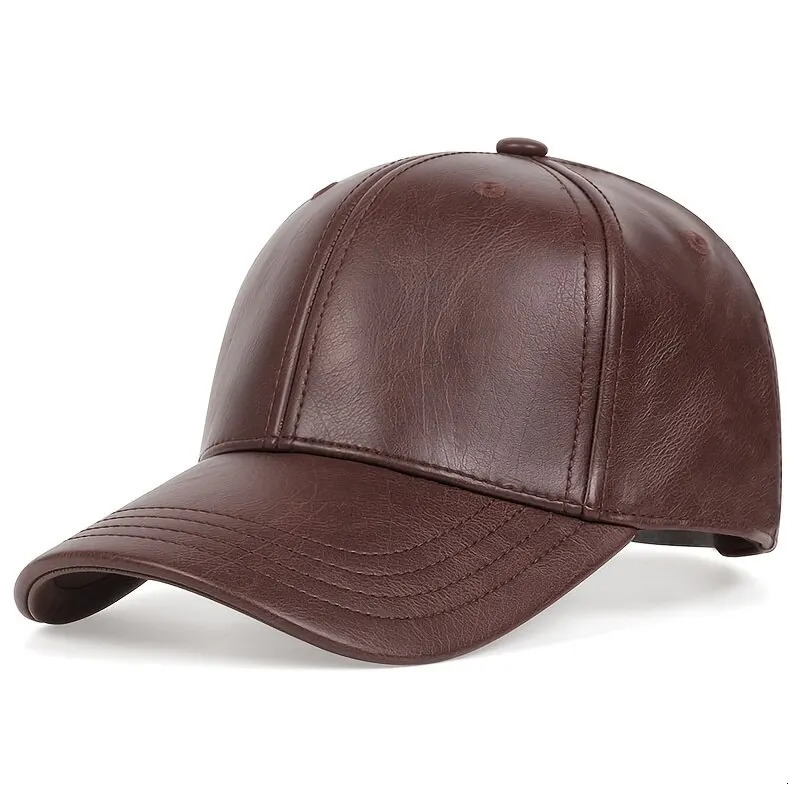 Pu Leather Baseball Caps Spring and Autumn Outdoor Adjustable Casual Hats Sunscreen Hat 241230