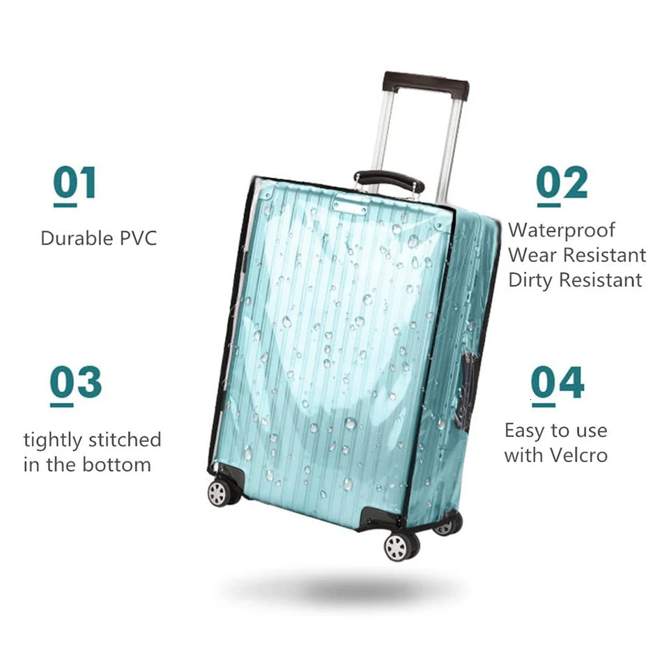 Luggage Cover Transparent Travel Luggage Protector Case PVC Baggage Cover Waterproof Dustproof Suitcase Protective Cover 250103