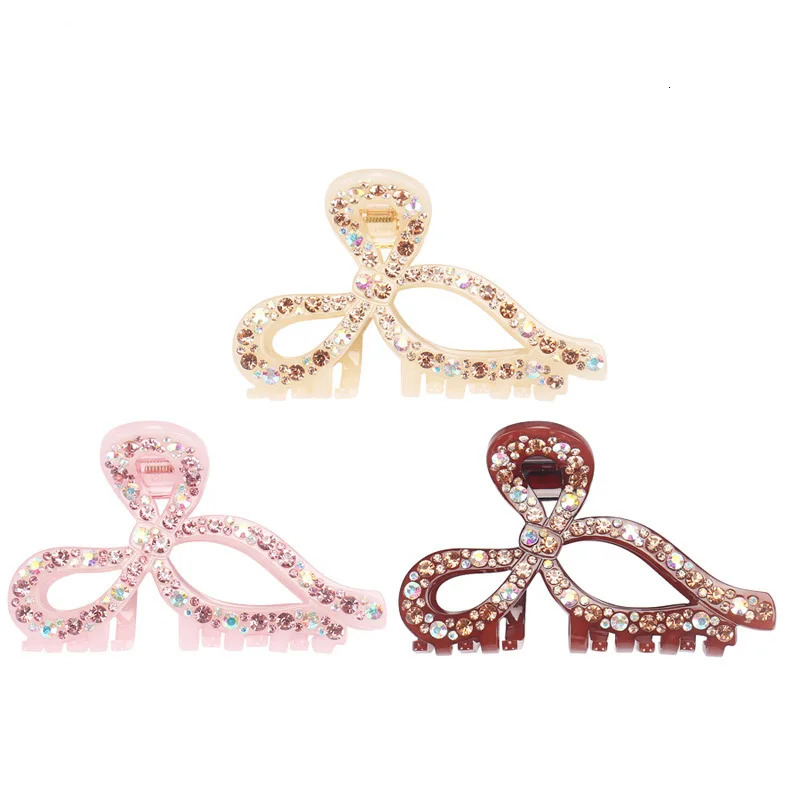 Rhinestones Hair Jewelry Ornament Accessory for Women Girls Charms Hair Claw Clip Ponytail Holder for Business Travel 250106