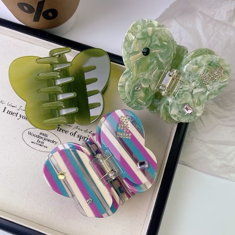 Non-marking acetate scratch clip butterfly shark clip hair clip hair accessories senior sense of cute headdress dopamine Yiwu accessories