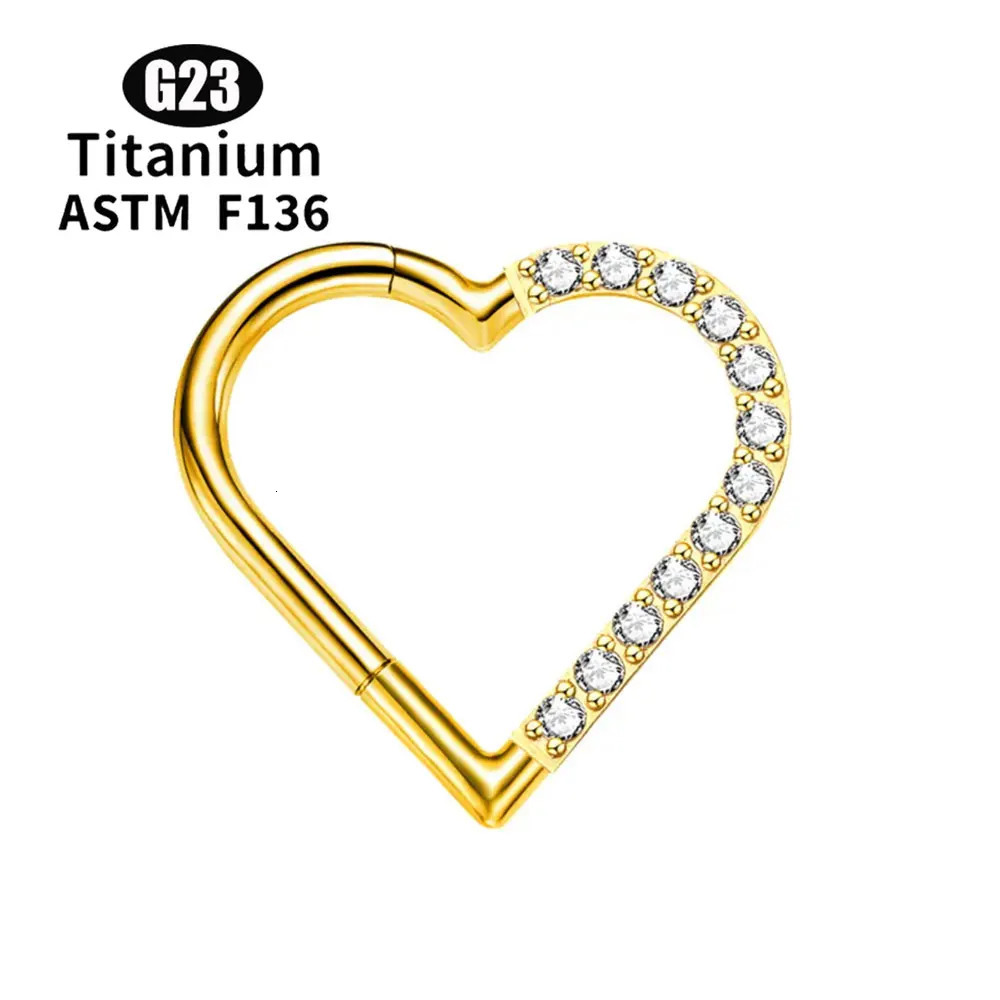 10pcs Heart Daith High Quality Hoop Nose Ring Ear Cartilage Tragus Earrings 16G Clicker Tragus Jewelry Body Piercing 250103
