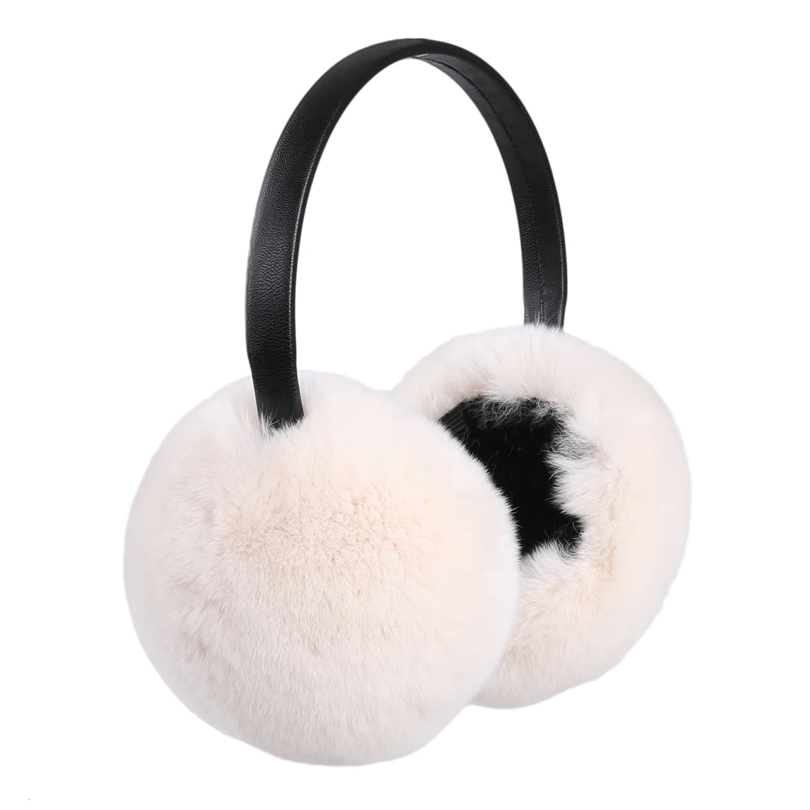 BOONJOVIA Adjustable Real Rex Rabbit Fur Earmuffs Soft Warm Ear Muffs for Winter Women Men Velvet Lining Ear Warmers 250106