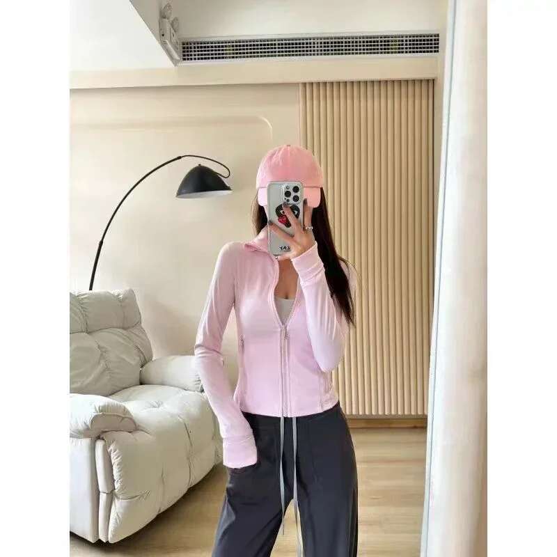 Lemon Women Spring/Summer Lightweight Breathable High Elastic Tight Fit Suitable For Outdoor Fiess Stand Neck Defines Jacket