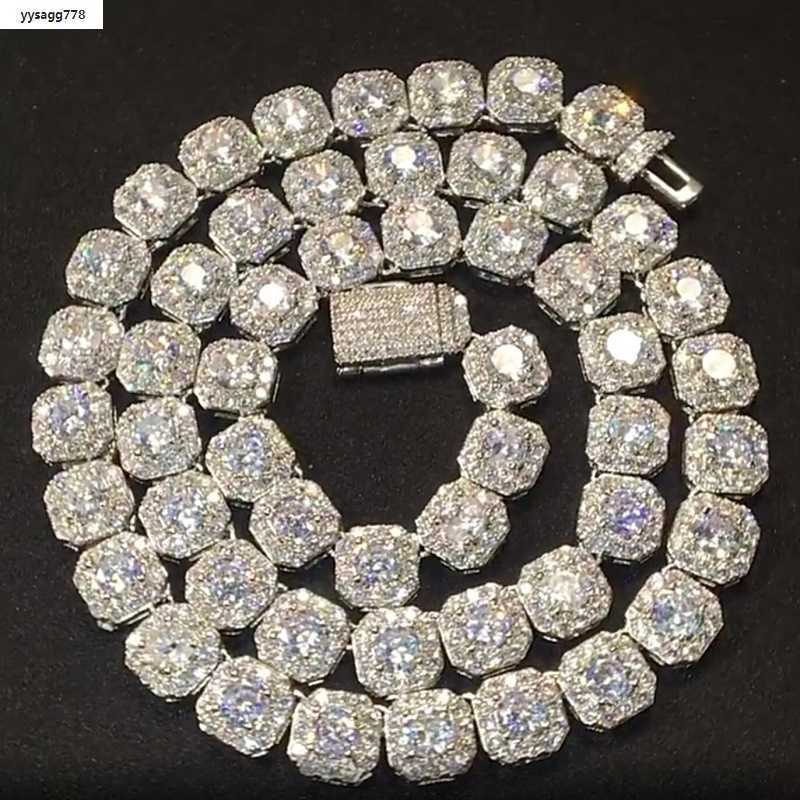 Iced Out Tennis Chain Necklaces Fashion Mens Hip Hop Necklace Jewelry 9mm Square Diamond Rock Candy Gold Chains Necklace