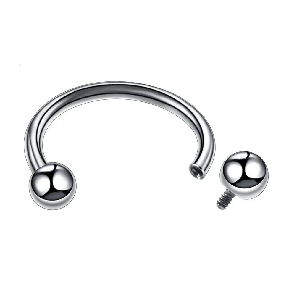 10Pcs/lot G23 Internally Thread Ball Horseshoe Ring Piercing Ear Tragus Eyebrow Lip Ring Nose Hoop Septum Body Jewelry 250103