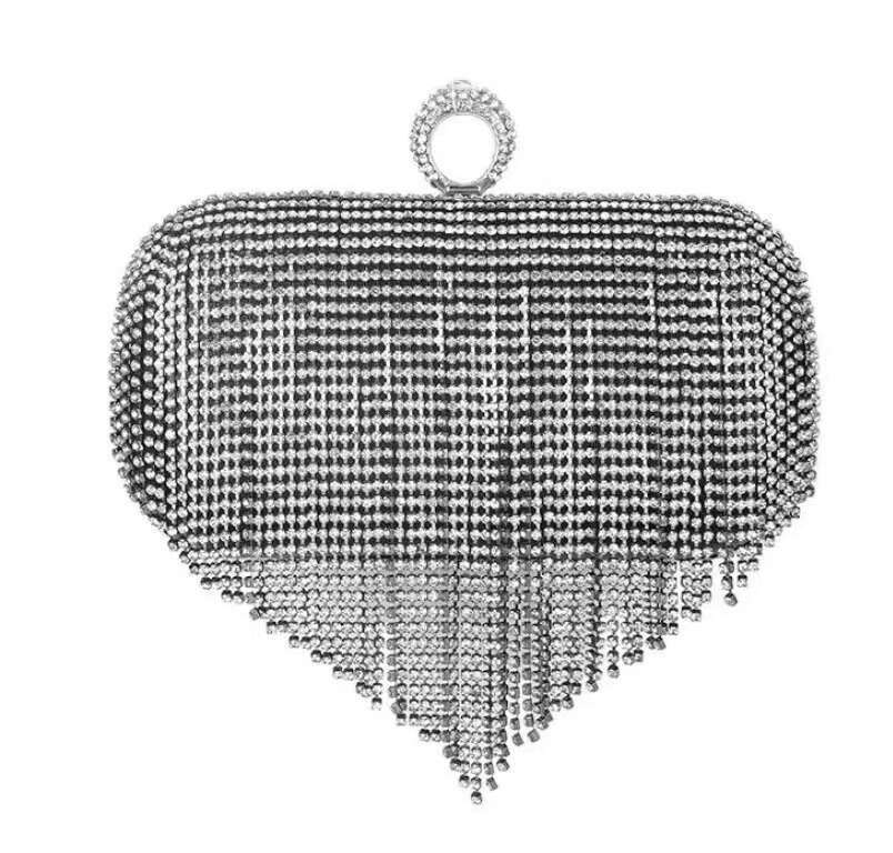 Cross Border European And American Tassel Rhie Bag, Evening Gown, Dia Inlaid Elegant Socialite Handbag, Banquet Handbag