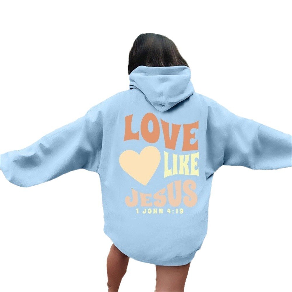 New Off Shoulder Sleeve Printed Loose Wool Hooded Sweatshirt, 2025 New Model Free Shipping Suitable For Women's Sportswear