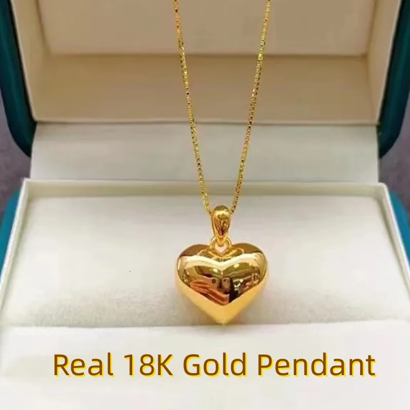 Real 18K Gold Heart Women Pendant Genuine AU750 Cute Fat Heart Pendant Fashion Fine Jewelry Birthday Gift 250106