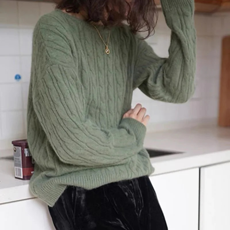 Autumn and winter Cashmere Sweaters Women Long Sleeve ONeck Knitwear Tops 250103