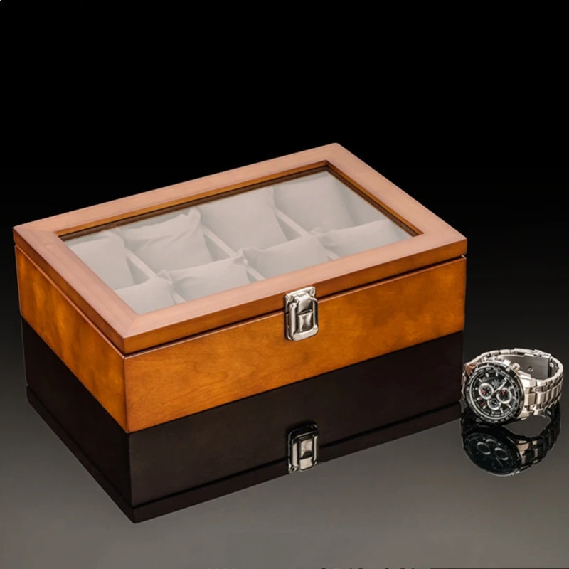 3/5/8/10/12 Slot Wooden Watch Box Organizer Mens Watch Display Gift Box 250102
