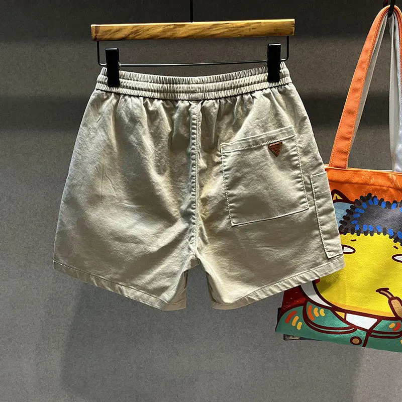 Beach Pants Mens Summer Thin Elastic Waist Khaki Casual Sports Loose Straight Four Points Three Workwear Shorts 250103
