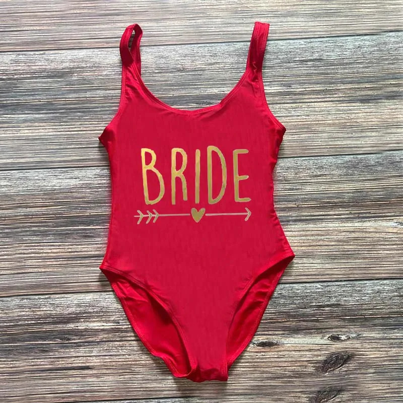 S3XL Bride Squad Swimsuits Women One Piece Swimsuit Sexy Swimwear Bachelorette Party Bathing Suit Swimming Bodysuit Beach wear 250106