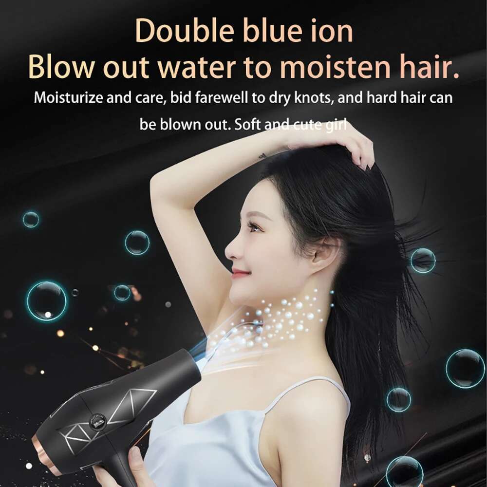 2400W Professional IONS Hair Dryer Blowdryer for Salon High Speed Strong Wind 6 Gears Low Noise 3.5m Cord Length Blower 2 Nozzle