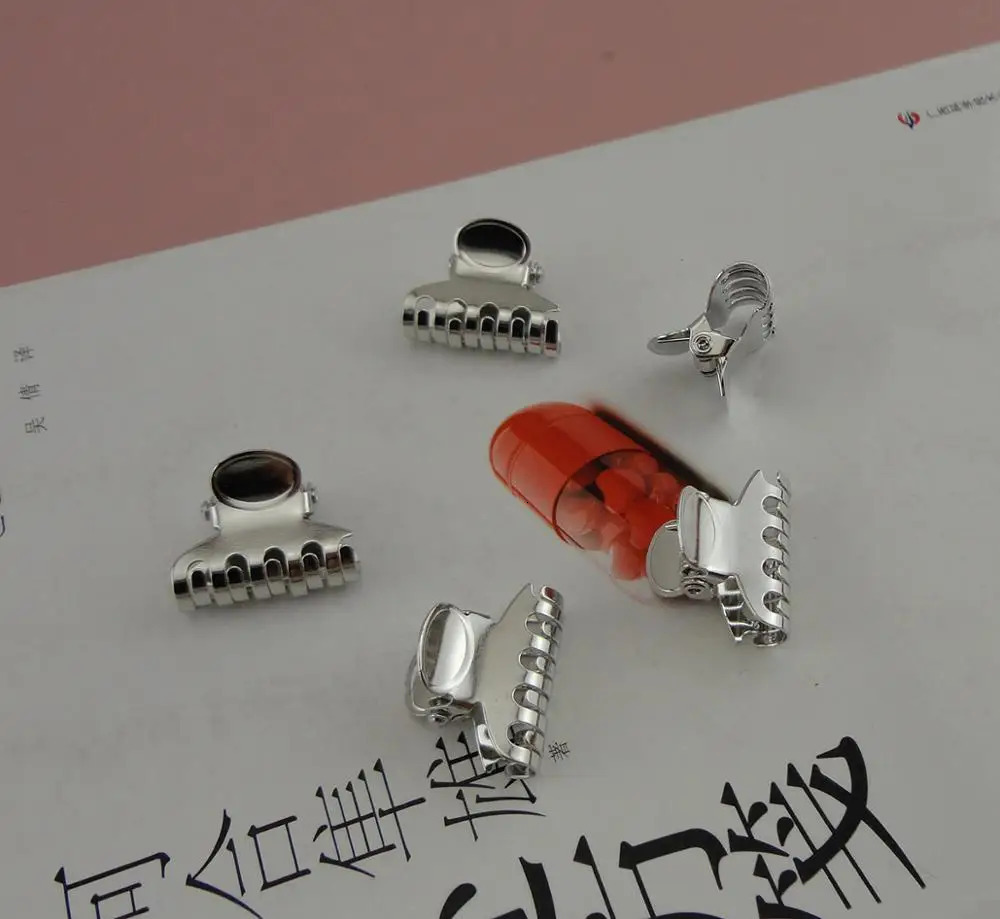 20PCS 2.5cm Silver Finish Oval Pattern Plain Metal Hair Claws clips at lead free and nickle freeclaws jaw hair clips Grips 250106