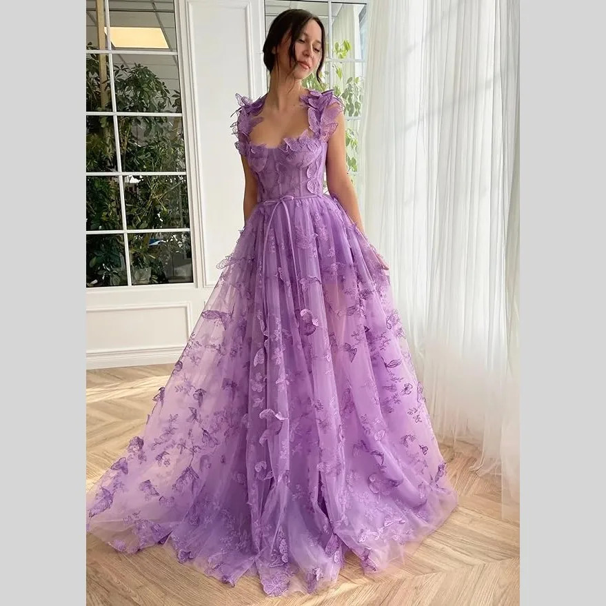 Tight corset long sheer ball dress with 3D butterfly sexy cut ball dress evening dress party wedding form female form 0313 250103