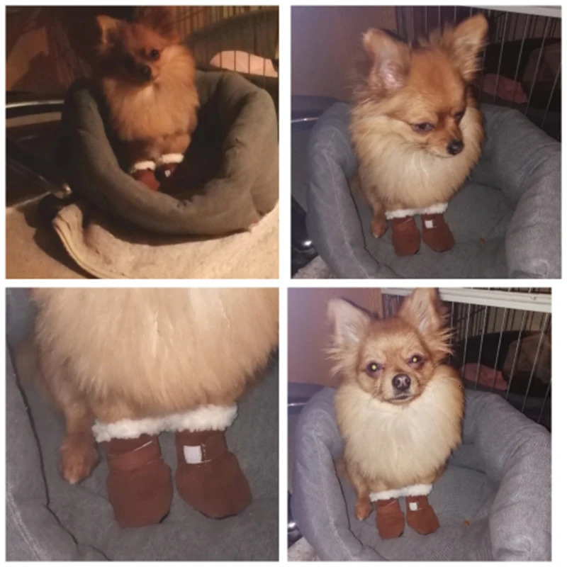 4pcs Winter Dog Shoes Waterproof Shoes For Medium Dogs Winter Boots For Small Dogs Warm Chihuahua Teeth Puppy Socks Yorkshire 250106