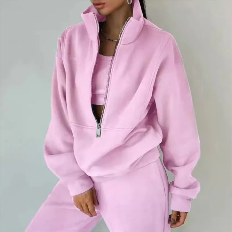 fashion comfortable warm two-piece set suitable for sports and casual womens clothing 241230