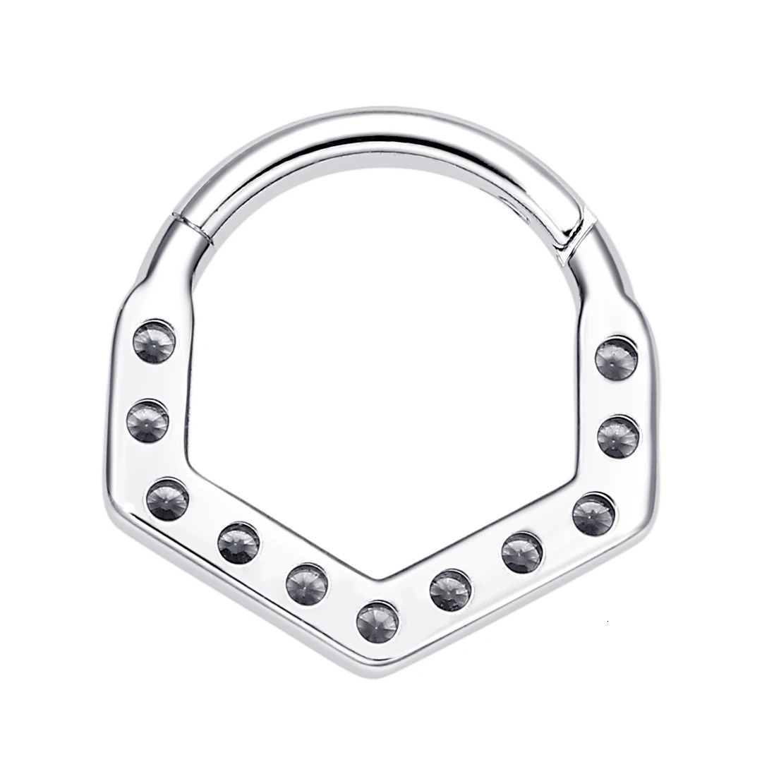 Fashion F136 Square Shape Zircon Paved Piercing Clicker Segment Septum Eternal Metal TA236 250103