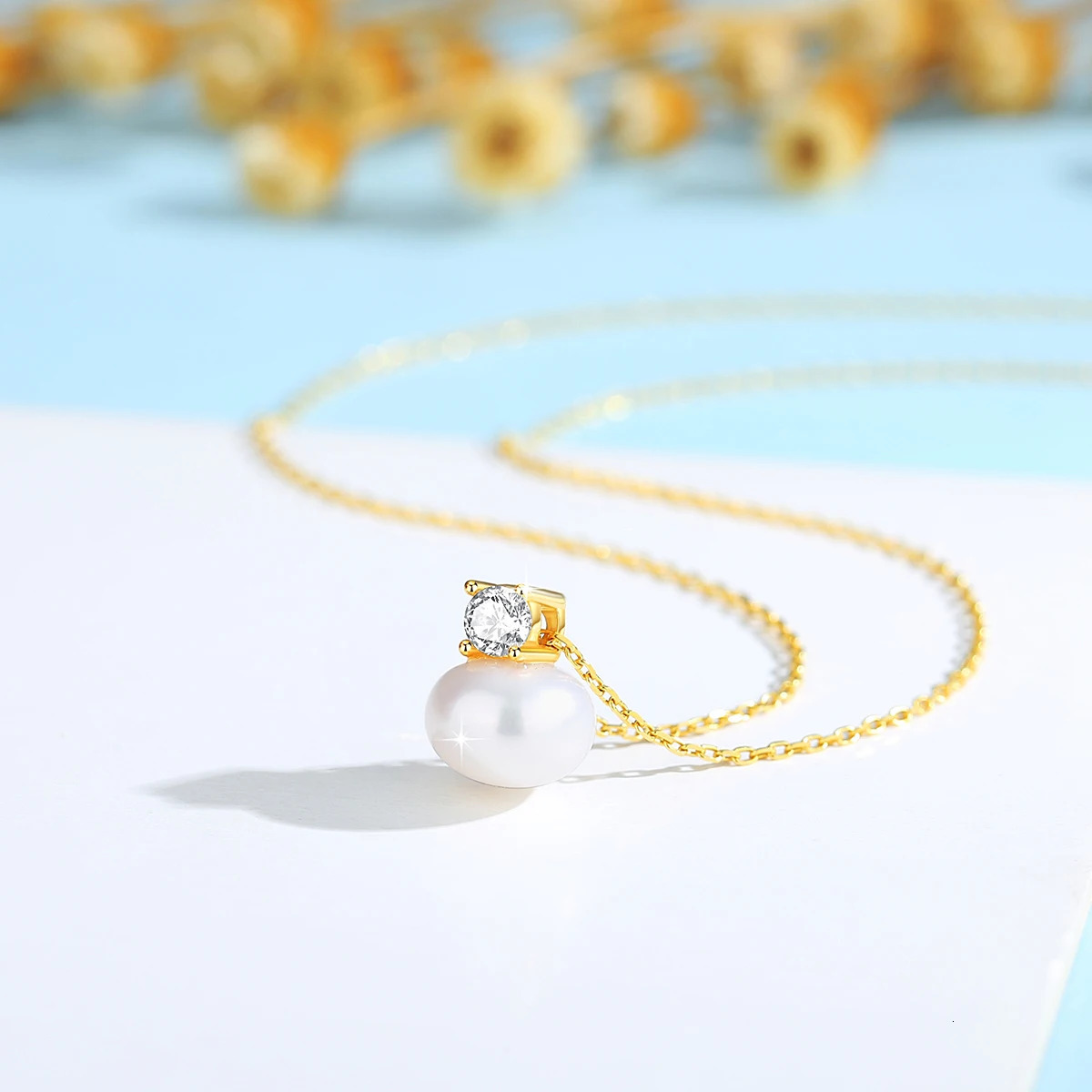 100% Real 18K Gold Pearl Necklace With Stone AU750 K Gold Pendant Wedding Jewelry Gift With Certificate 2024 250106