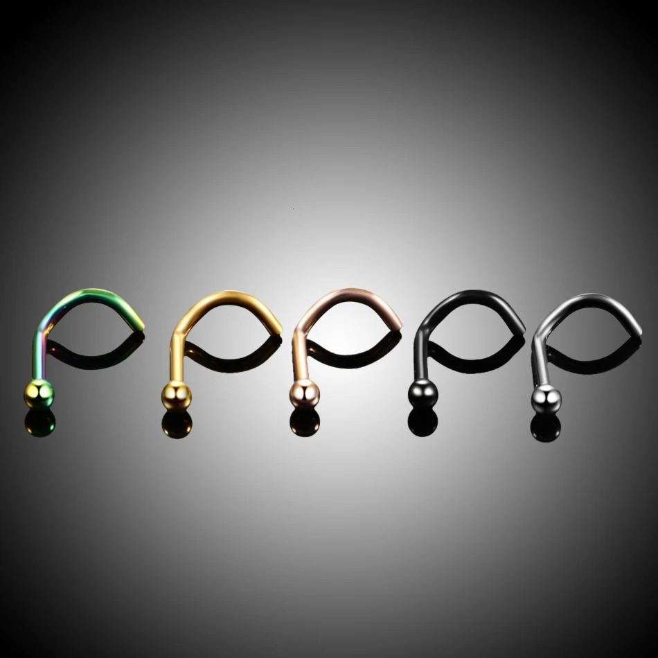 10pcs/lot G23 Gem Bone Nose Stud Nostril Piercings CZ 20G 18G Screw Stud Earring Nose Pircing Nariz 6MM Body Jewelry 250103