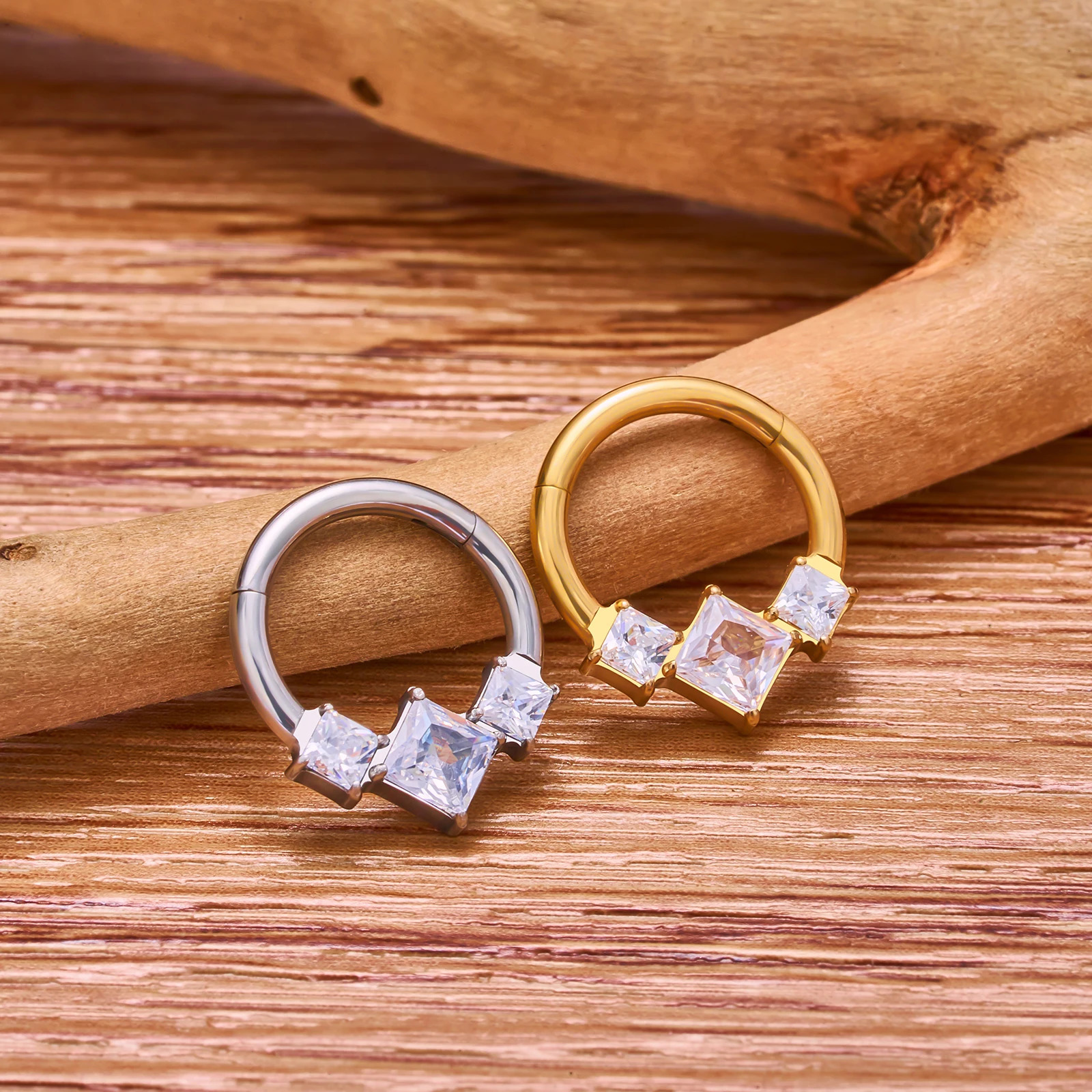 G23 Piercing Septum Round CZ Nose Rings Hoops 16G Hinged Segment Cartilage Helix Tragus Earring Jewelry 250103