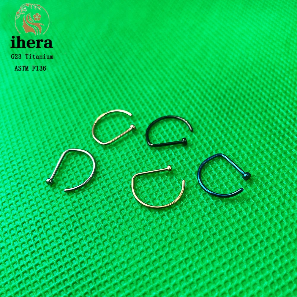 10PCS G23 D Shape Nose Piercing ASTM F136 20G Nose Ring Hoop Septum Rings Sexy Women Body Jewelry Nariz Stud 250103