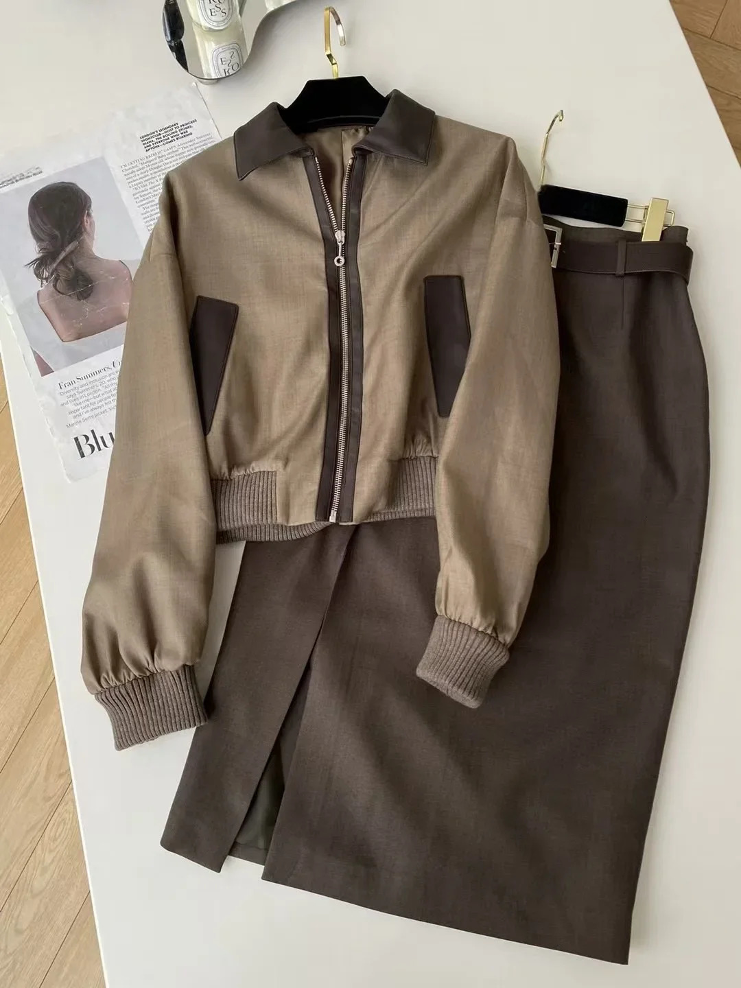Womens Dress Elegant Dresses For Women 2024 Female Dress Set Woman 2 Pieces Womens Suit Skirt Crop Top Suits 250103