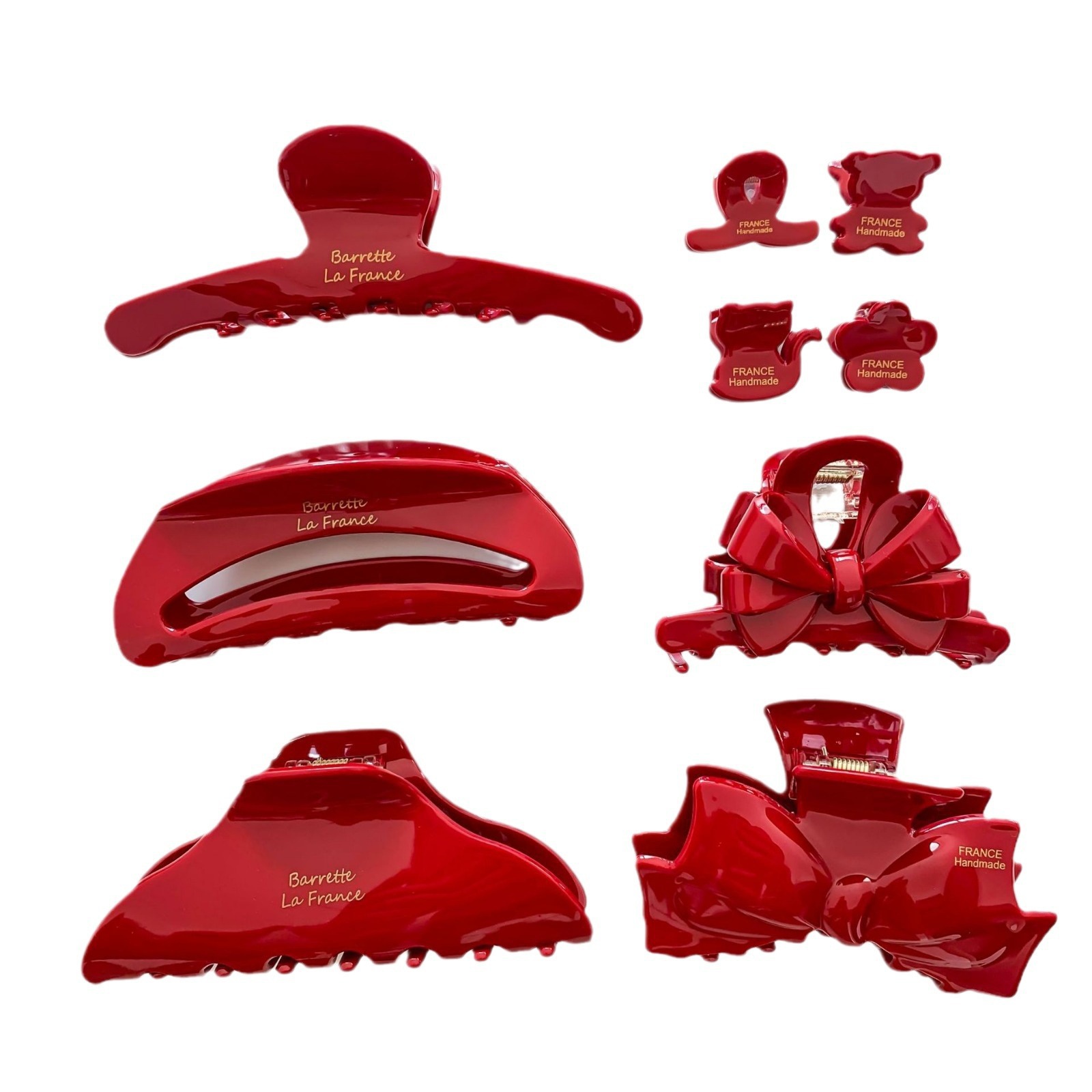 Red Bow Acetate Grab Clip Premium Feeling Shark Clip Tanabata Valentine's Day French Fashion Back of the Head Hair Clip Female