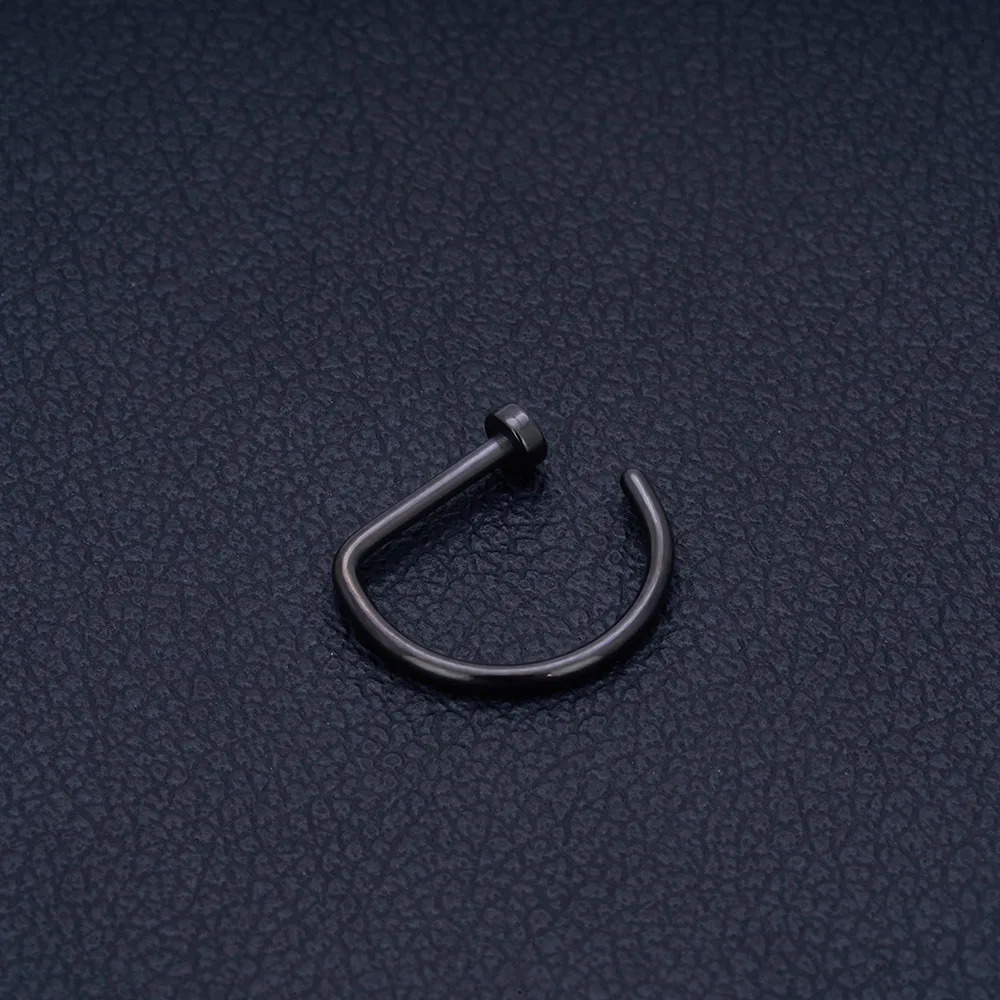 50/100PCS 316L Stainless Steel Letter D Nose Ring Nose Clip Open Ring Mens and Womens Perforated Jewelry Nose Jewelry 250103