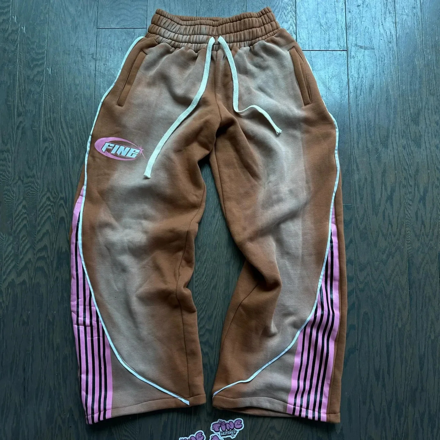 Y2k Fashion Stripes Pants American Trend Hip Hop Mens Slow Running Drag Sports Pants Oversized Cargo Trouser Streetwear 250103