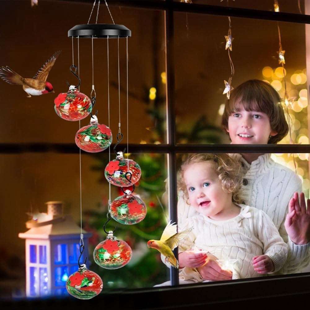 Outside Birdfeeder Hummingbird Feeders With Wind Chimes Leak-Proof Garden Decor Bee Guard And Bee Proof Accessories