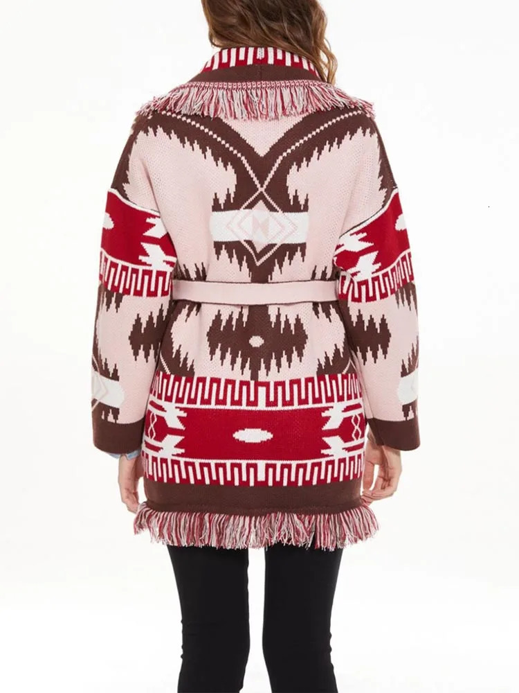 WQJGR Cardigan Sweater Women Wool Kniited Tassel Fashion High Quality Jacquard Loose Full Sleeve Cashmere Winter Jacket 250103